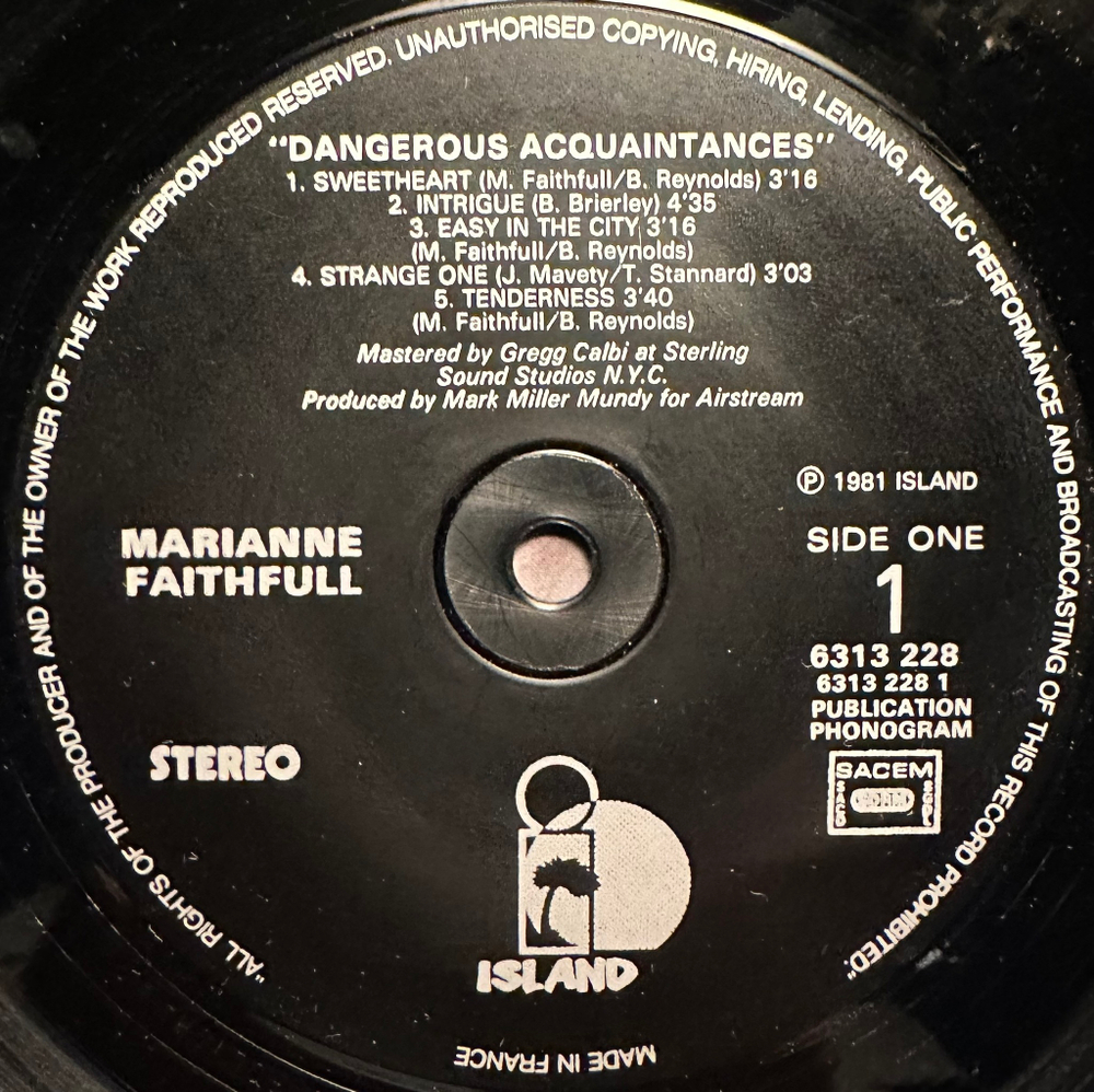 Marianne Faithfull - Dangerous Acquaintances (Франция 1981г.)