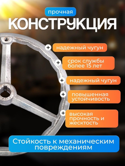 Маховик чугунный 200х20х6 мм с тремя спицами
