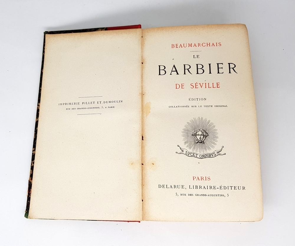 "Barbier de Seville (Севильский цирюльник)". Beaumarchais (Бомарше). 1878г. - антикварное издание