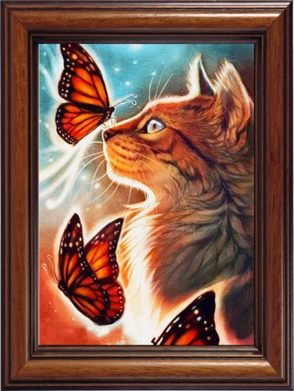 Мозаичная картина Кошка с бабочками 10013
