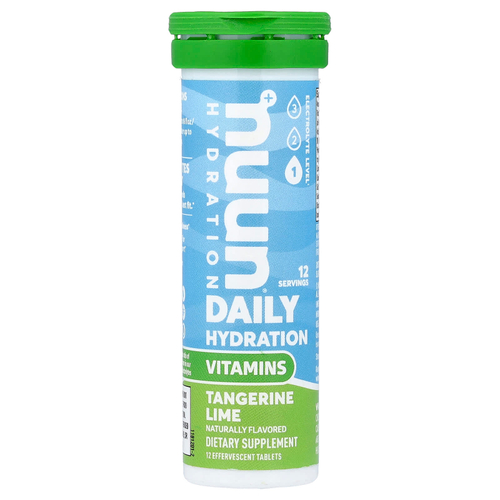 Nuun, Daily Hydration, витамины, мандарин и лайм, 12 шипучих таблеток