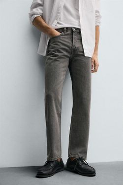 ZARA ДЖИНСЫ STRAIGHT FIT REGULAR, СЕРЫЙ