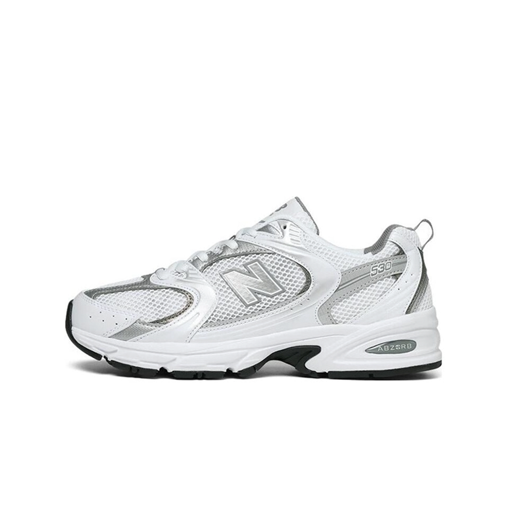 alt="New Balance 530 MR530AD White Silver Metallic вид сбоку на белом фоне"