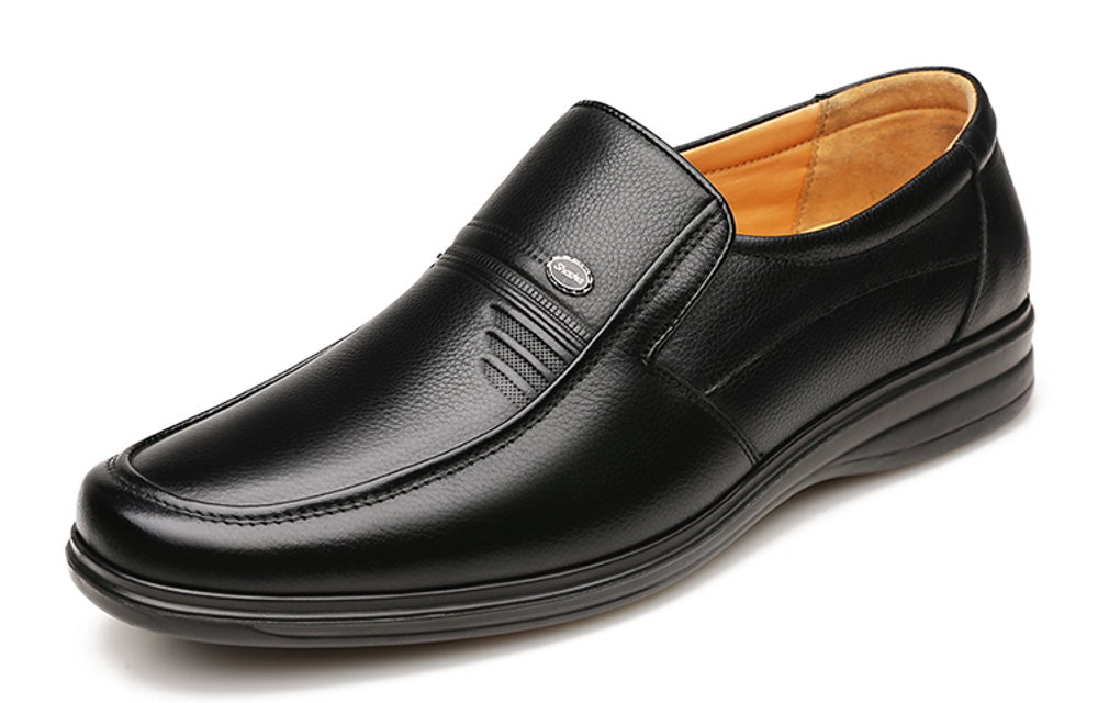 HUANAI Casual Leather Shoes Men"s Low top Black