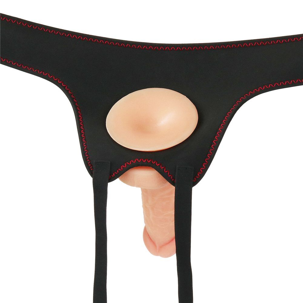Телесная насадка с черными трусиками Easy Strapon Set 7.0 - 18 см. (Цвет: телесный с черным)