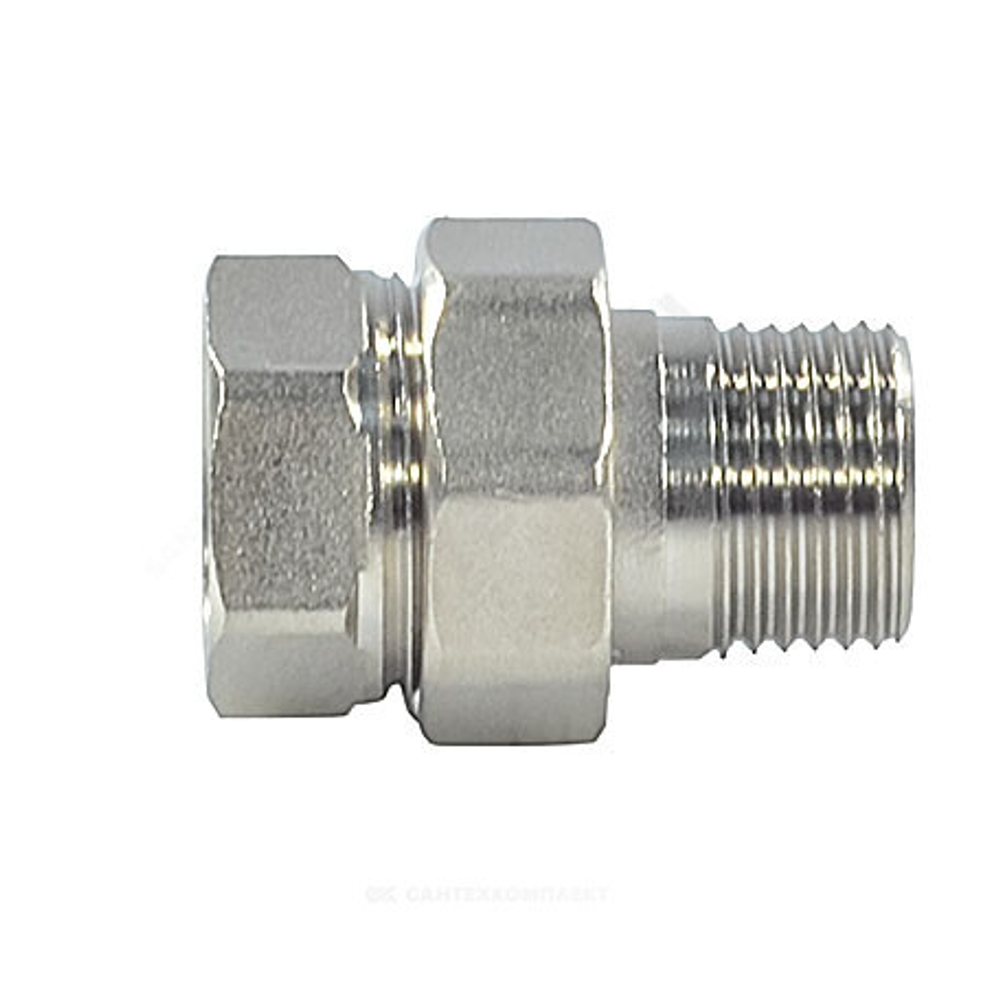 Соединитель латунь никель американка Ду 15 (1/2") прямой ВР/НР SantechSystems
