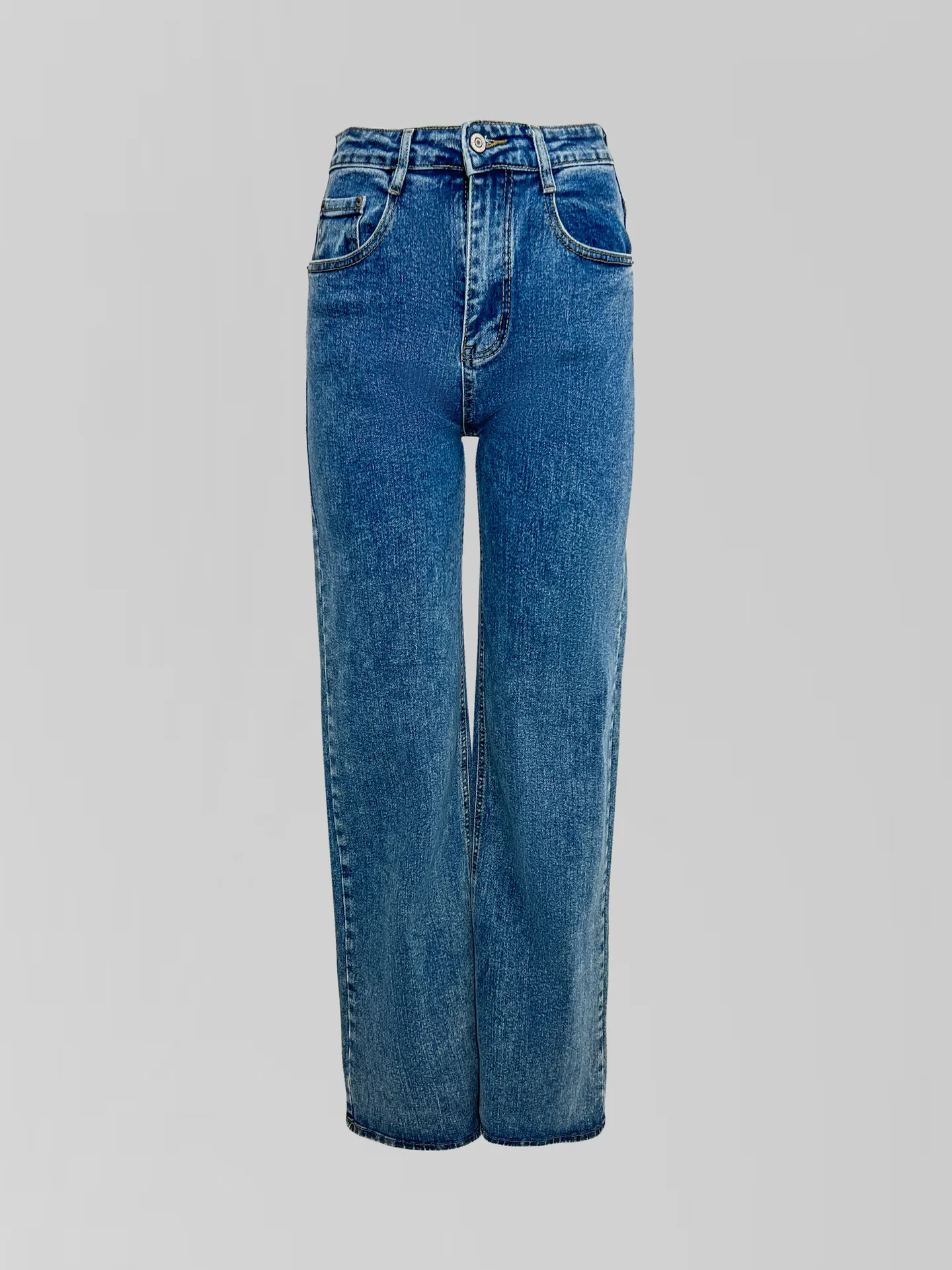 Джинсы Denim 3427 однотонные плотные трубы со стрейчем