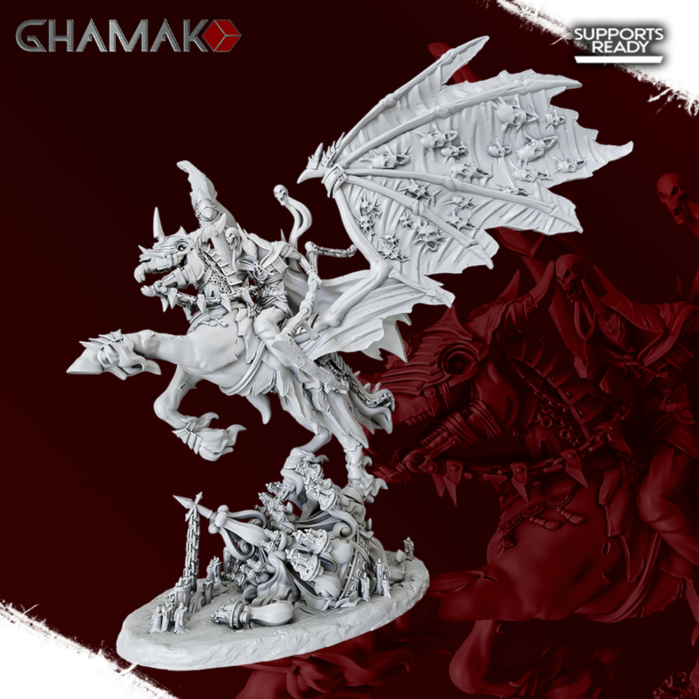 Grand Alliance Death Nighthaunt  Reikenor The Grimhailer Нежить на крылатом коне миниатюра для dnd, днд, pathfinder, фентези, Настольная игра, НРИ, Варгейм, РПГ