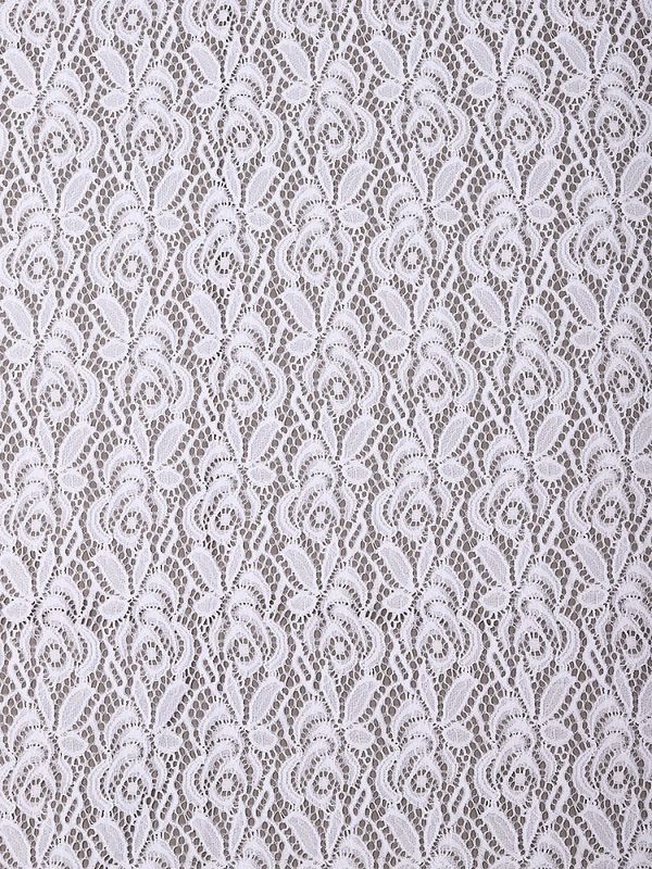 Ткань кружевная гипюр стрейч 160 г/м², ш.150см, арт.SZ031636 цв.белый, уп.1м