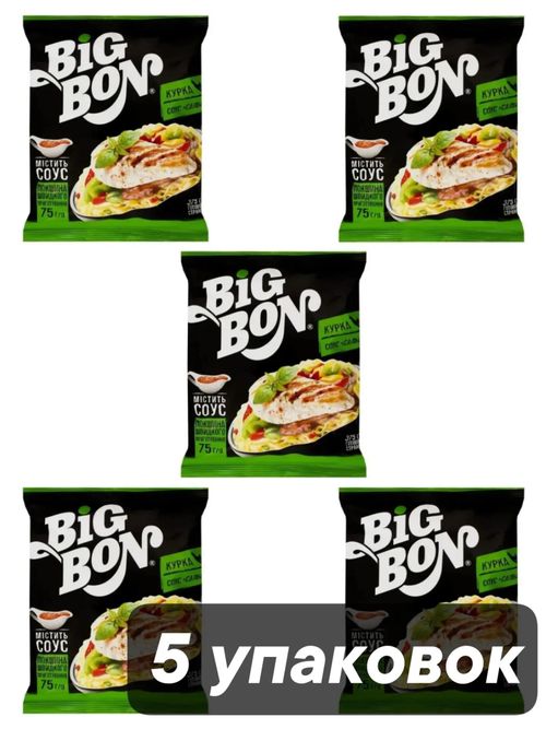 Лапша Big Bon Курица и соус сальса 75 г x 5 шт