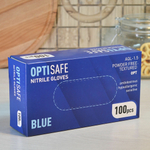 Перчатки нитриловые L неопудренные (100шт), голубые, Optisafe