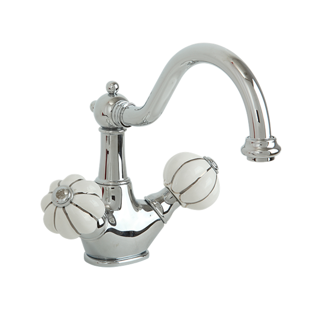 Смеситель для раковины Migliore Olivia ML.OLV-5834.BP.CR Белый/декор платина/хром
