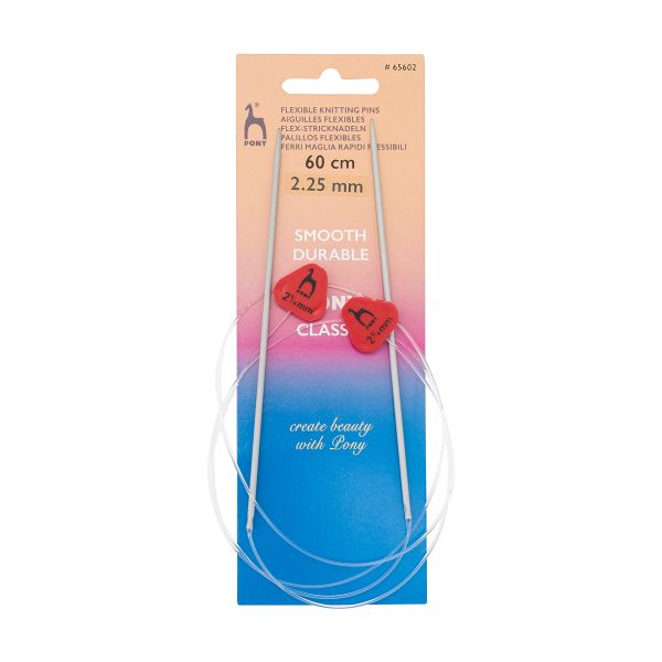 Спицы гибкие с фиксатором Pony Classic flexible ⌀2.25 мм, 60 см, алюминий, 65602