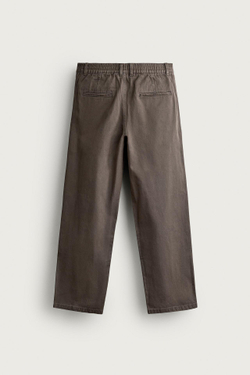 ZARA БРЮКИ RELAXED FIT С ЭФФЕКТОМ ПОТЕРТОСТИ И СКЛАДКАМИ, ТЕМНЫЙ РЫЖЕВАТО-КОРИЧНЕВЫЙ