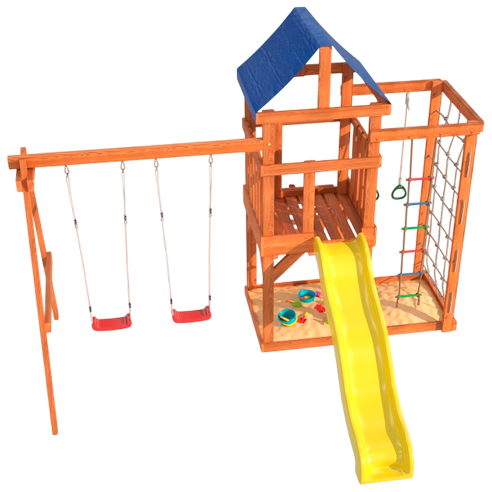 Детская площадка Fun Land с сеткой стенкой и качелями
