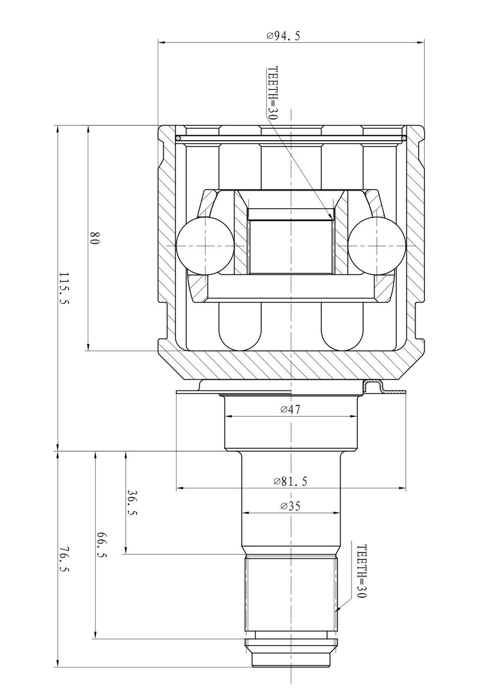 ШРУС внутренний L=R  TOYOTA Land Cruiser Prado 120 02-09 GANZ GIK04015