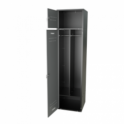 Шкаф для раздевалок GT205SHP.GREY (500мм х 500мм х 1936мм) СЕРЫЙ . Секция для обуви, двойная секция для курток с перекладиной под вешалки, верхняя антресоль с отдельным замком для головных уборов и сумок. Габариты упаковки 1630*540*155 мм (Д*Ш*В)