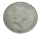 Соломоновы о-ва 5 долларов 2007 Год свиньи Лунный календарь СЕРЕБРО позолота