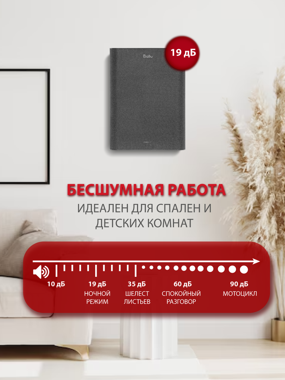 Приточный очиститель воздуха Ballu ONEAIR ASP-100GR графит
