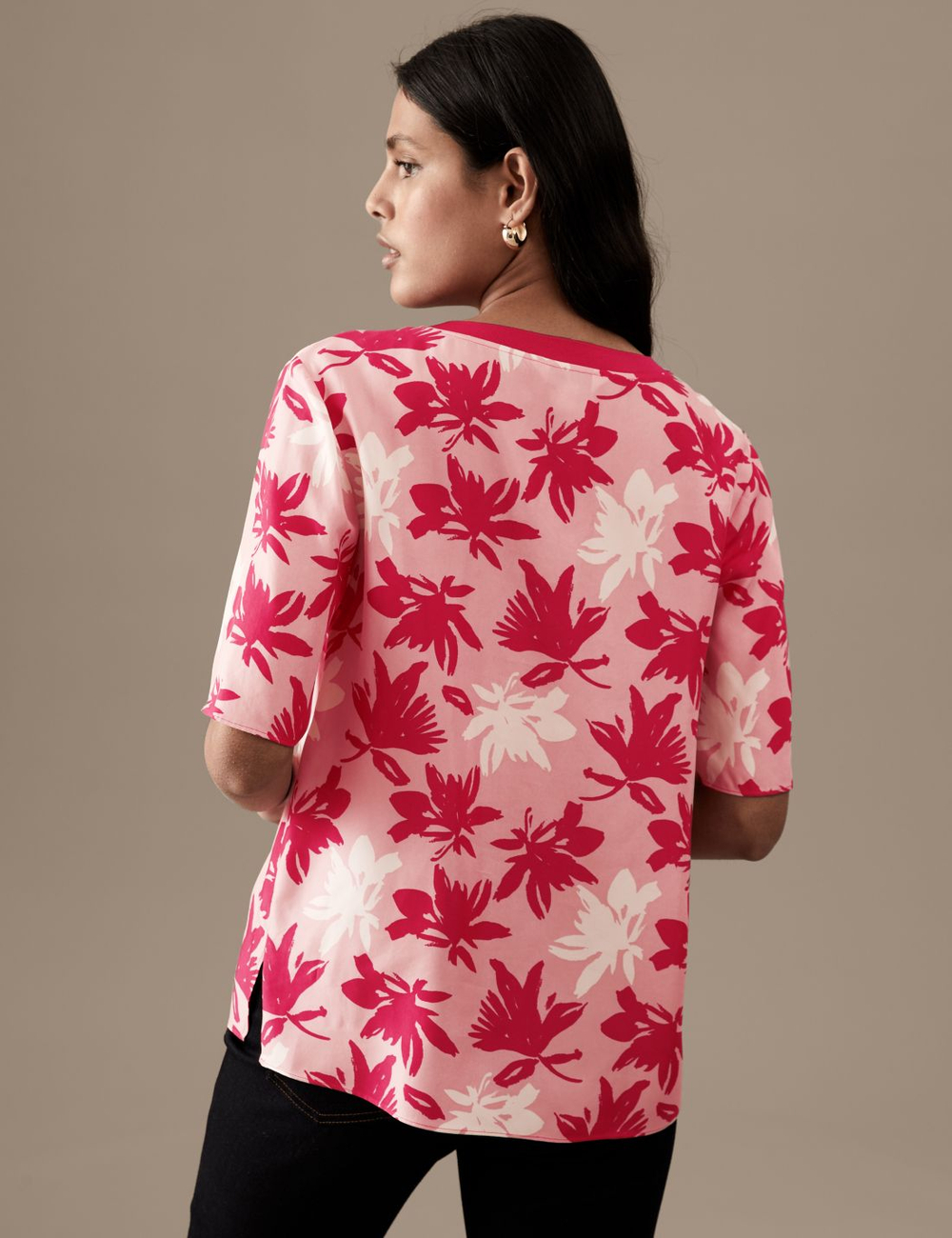 Блузка с короткими рукавами и цветочным узором T50002176T - Marks & Spencer