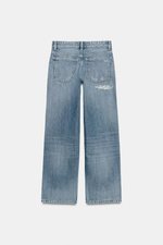 Джинсы TRF с низкой талией, блестящие, прямой крой - ZARA