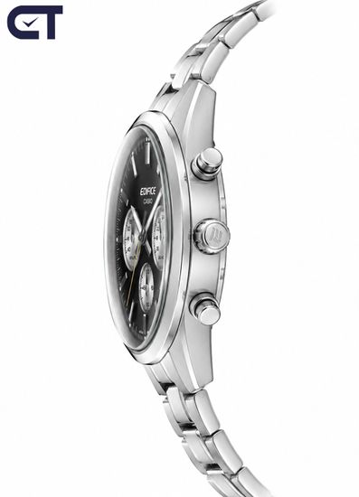 CASIO EFR-575D-1ADF EDIFICE мужские наручные часы — стальной хронограф с выпуклым стеклом и чёрным циферблатом