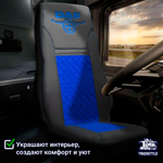 Чехлы Daf XF-105 c 2012 года (экокожа, черный, синяя вставка)