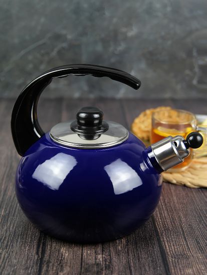 Чайник 2,5 л. эмалированный со свистком Kamille KM 1039C с черной бакелитовой ручкой