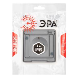 Розетка ЭРА Эксперт 11-2522-01 с заземлением с крышкой 2P+E IP55 шторки 16A-250В СУ белый | Эра Эксперт