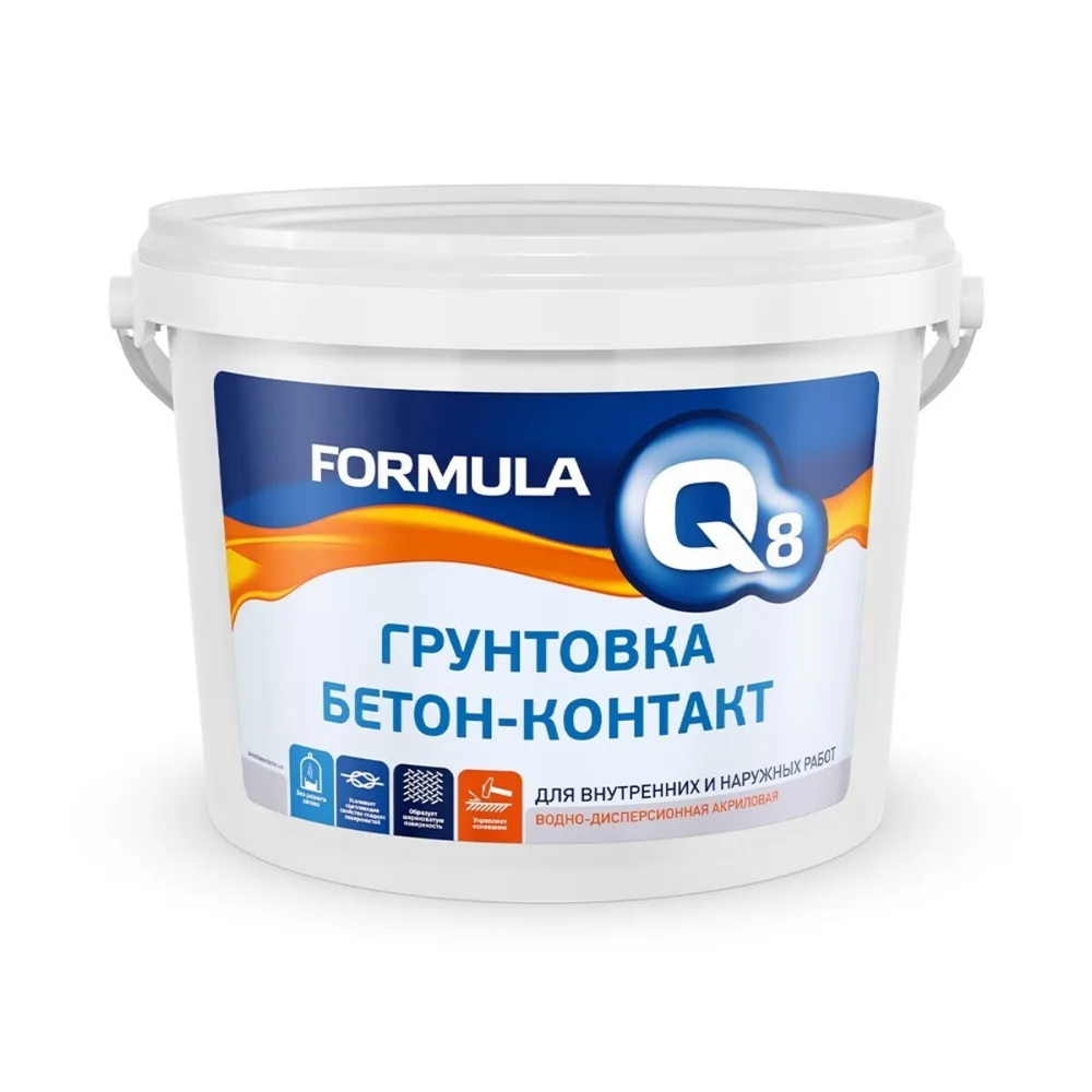 Грунтовка водно-дисперсионная Formula Q8 бетон-контакт, 12 кг