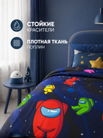 Пододеяльник 175х210 2-спальный Поплин Хлопок Гуси на зеленом фоне