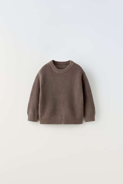 ZARA ТРИКОТАЖНЫЙ СВИТЕР, СЕРОВАТО-КОРИЧНЕВЫЙ