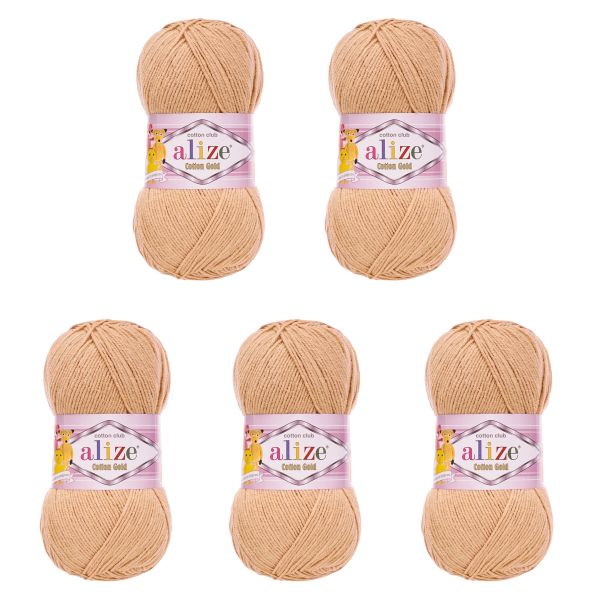 Пряжа Alize (Ализе) Cotton Gold / уп.5 мот. по 100 г, 330м, 446 пепельная пудра A