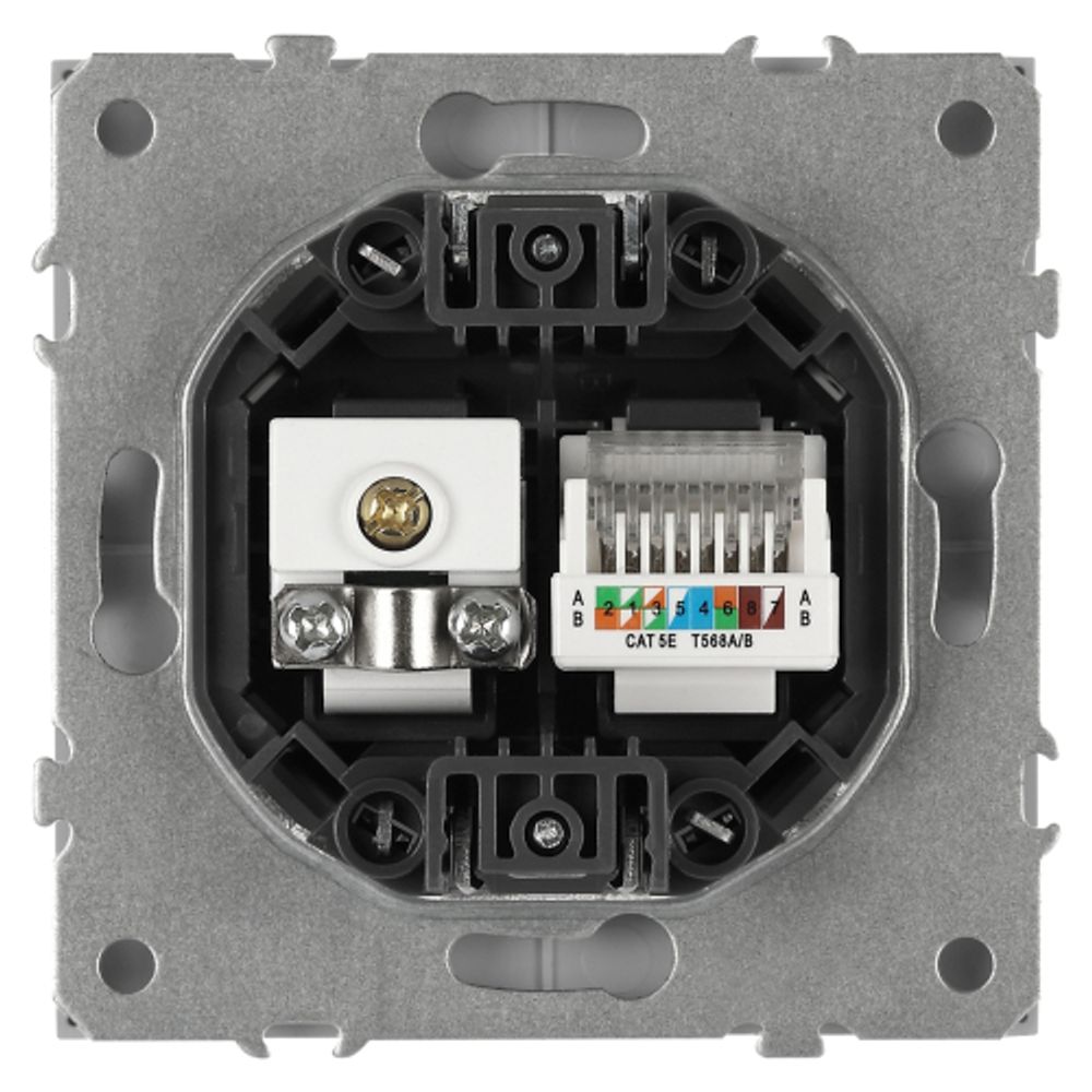 Розетка ЭРА Galaxy 15-3110-03 комбинированная RJ45+TV IP20 алюминий | Эра Galaxy