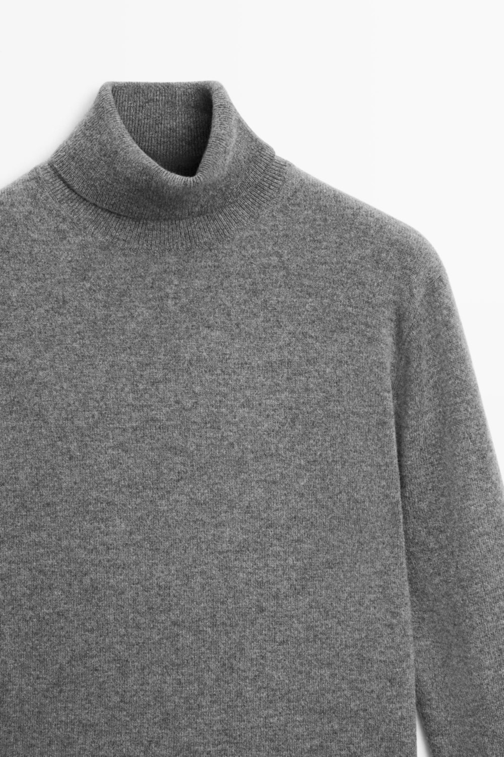 Massimo Dutti Трикотажный свитер из смесовой шерсти с высоким воротником, серый