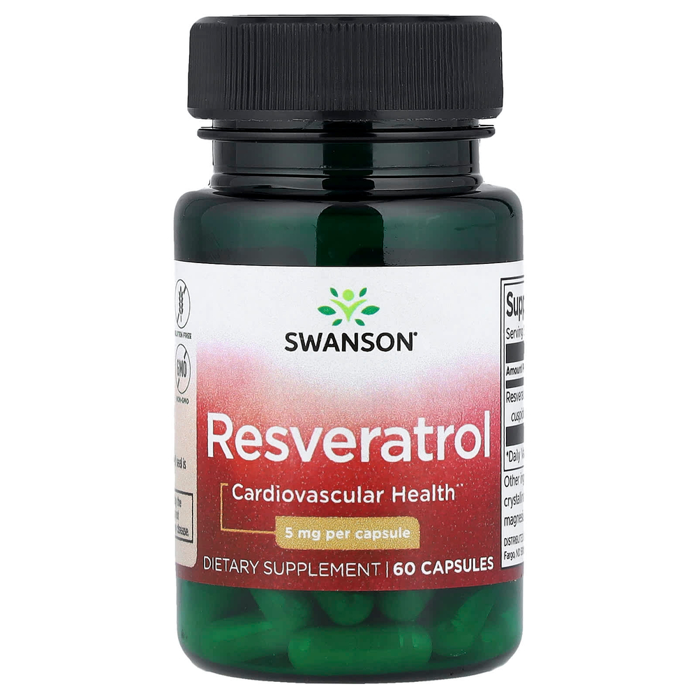Swanson Vitamins, Ресвератрол, 5 мг, 60 капсул