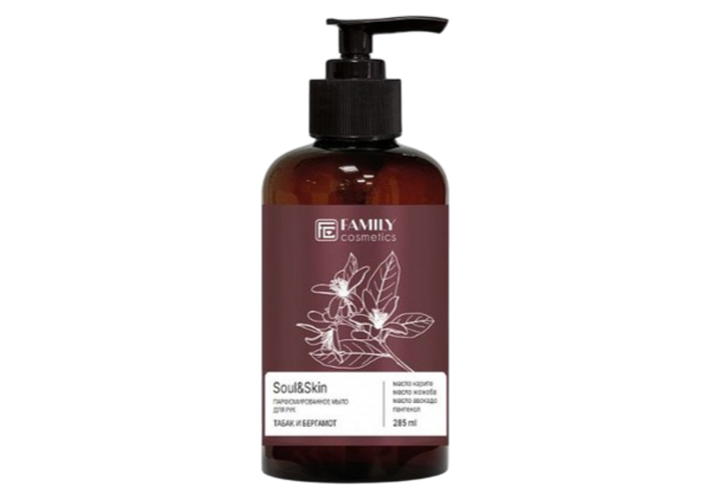 Парфюмированное мыло для рук Табак и Бергамот серии Soul&Skin, 285 мл/16