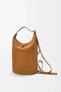 Loewe Сумка-ведро Loop из замшевой телячьей кожи, табачный
