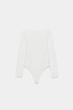 ZARA БОДИ С ВОРОТНИКОМ-СТОЙКОЙ, БЕЛЫЙ