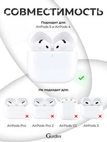 Чехол Gurdini силиконовый для наушников Apple Airpods 4 Diamond черный
