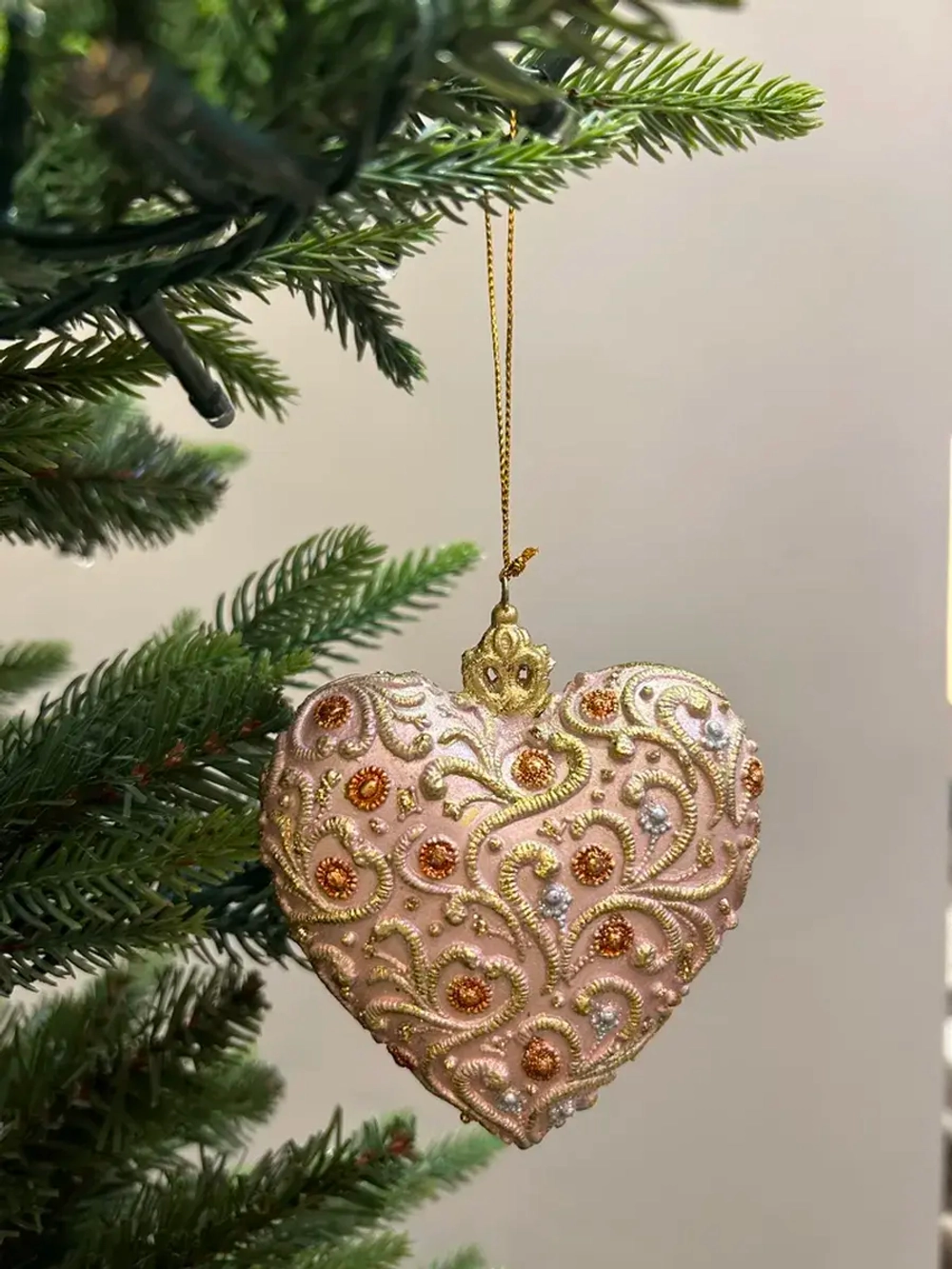 Елочная игрушка Сердце, полистоун, 10 см