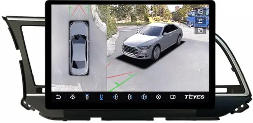 Магнитола для Hyundai Elantra 6 2016-2018 (без штатной КЗВ, рамка тип 1) - Teyes CC3-2K-360 монитор 13" 2K QLED на Android 10, Быстрая, CarPlay, 4G SIM-слот, 4 камеры в комплекте