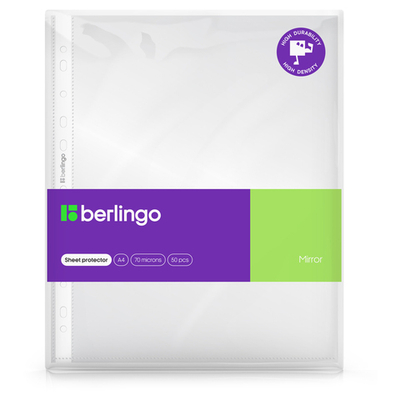 Папка-вкладыш с перфорацией Berlingo "Mirror", А4, 70мкм, глянцевая, в пакете 50шт.
