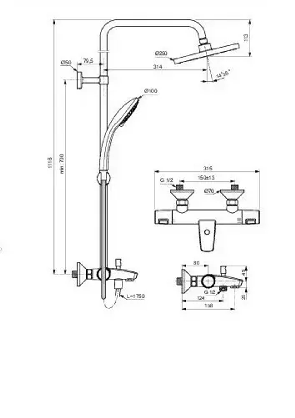 Душевая система CERATHERM T25 A7629AA