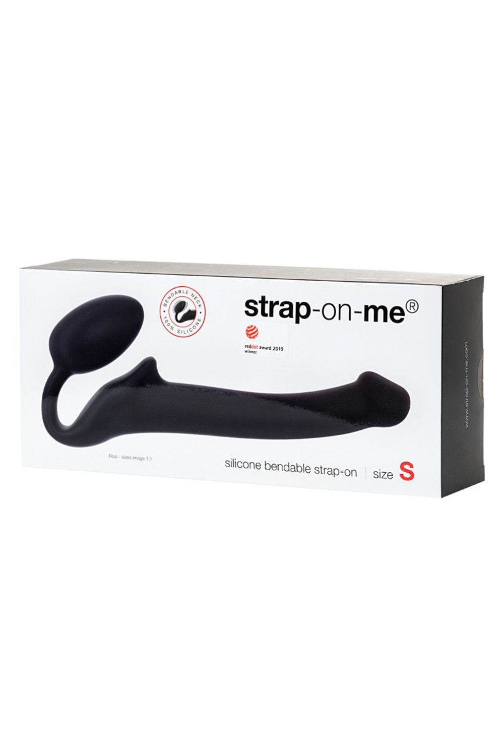 Черный безремневой страпон Silicone Bendable Strap-On - size S (Цвет: черный)