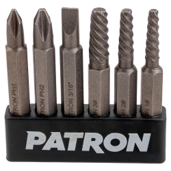 Отвертка ударная с набором бит и экстракторами резьбы 7пр. PATRON P-5064V