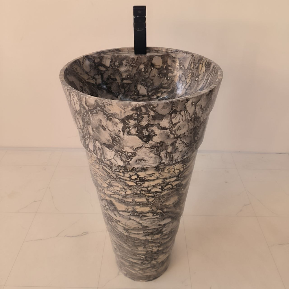 Раковина напольная из мрамора Pedestal Doreng Spiral MN-04201 (45*45*90 см)