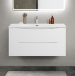Тумба с раковиной подвесная BelBagno MARINO-CER-MINI-1000-2C-SO-BO-P Bianco Opaco, раковина белая BB-8099-3-100