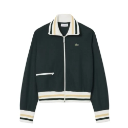 Женская Кофта теннисная Lacoste Zip-Up Stripe Accent - forest green