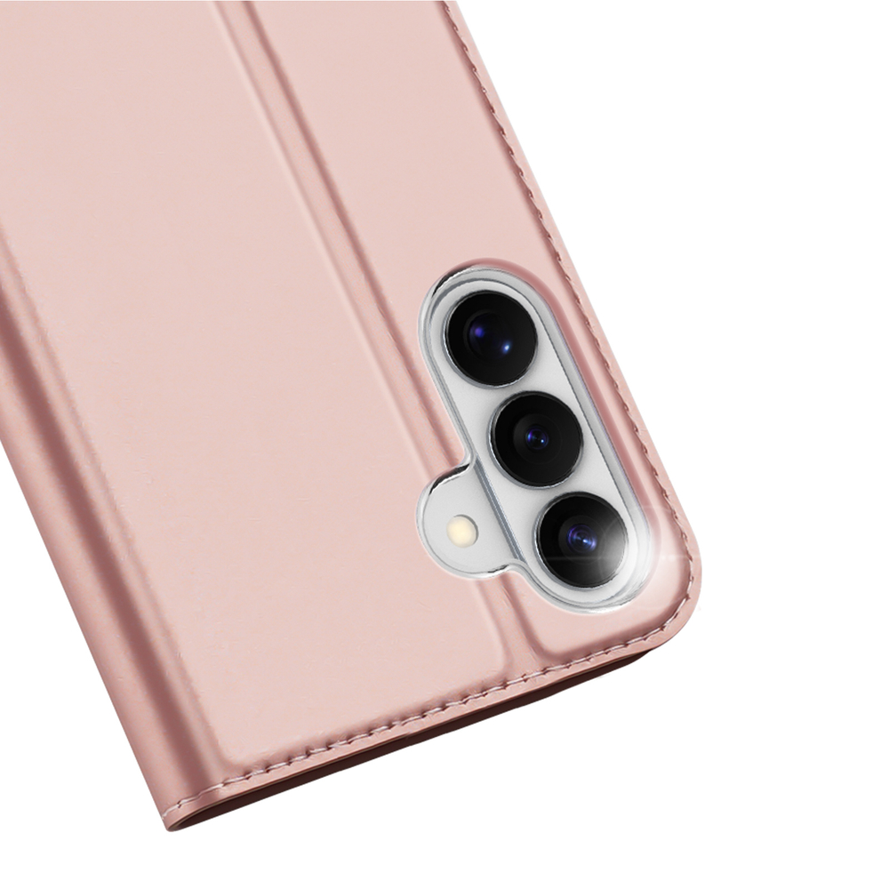 Чехол книжка из кожи розового цвета для Samsung Galaxy S26+ Плюс, серия Skin Pro Series от Dux Ducis